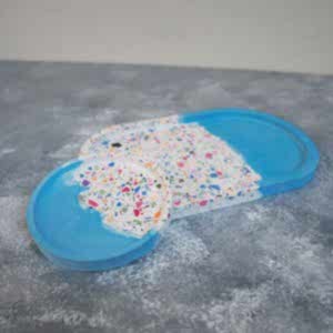 Terrazzo sunum Tabağı Seti 2'li Tabak Seti & Mum Tabağı Mavi