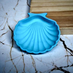 Beton Döküm MAVİ  İstiridye Mum Tabağı Organizer veya Sunumluk