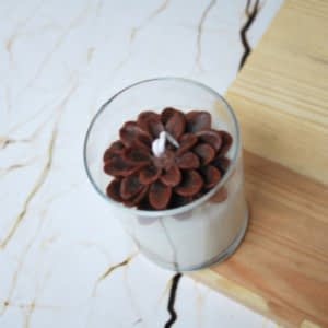 Dekoratif KAHVE Çiçekli Kokulu Bardak Mum
