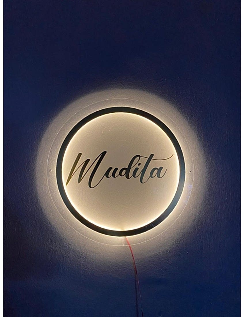 kişiye özel neon led tabela gold pleksi 50 cm, özel tasarım led ışıklı tabela