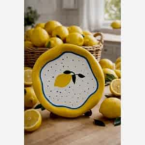 Dekoratif Limon Desenli Cozy Tarz Tabak 