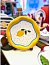 dekoratif limon desenli cozy tarz tabak, limon desenli sunum tabağı